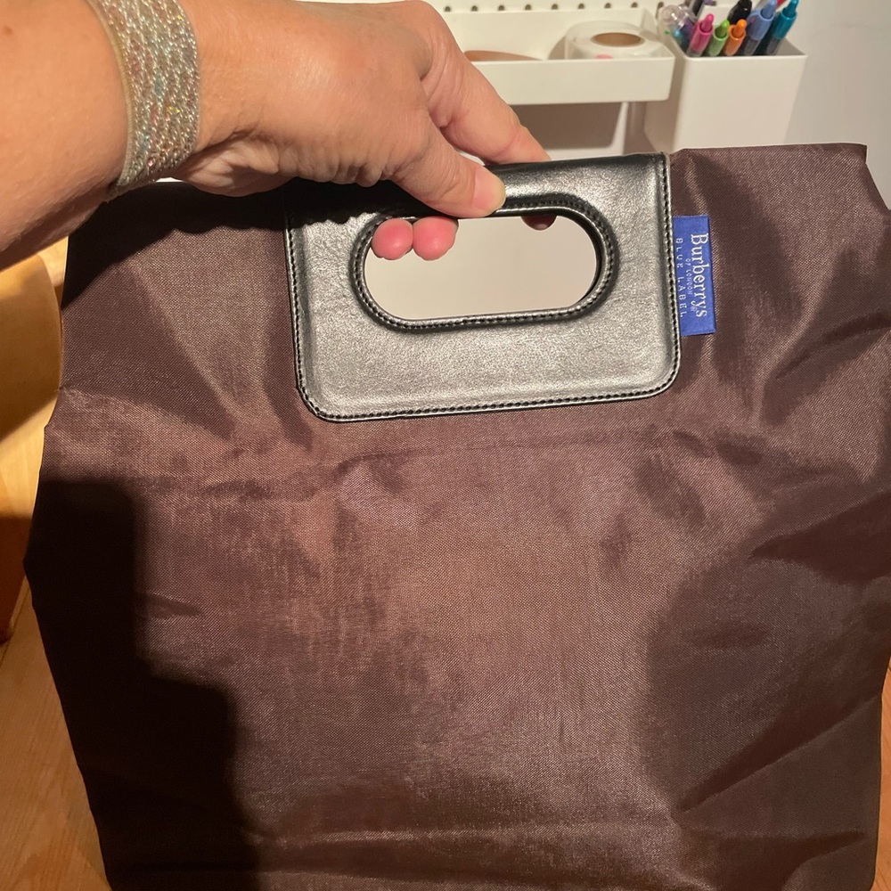 Burberry Brown Tote with Silver Handle